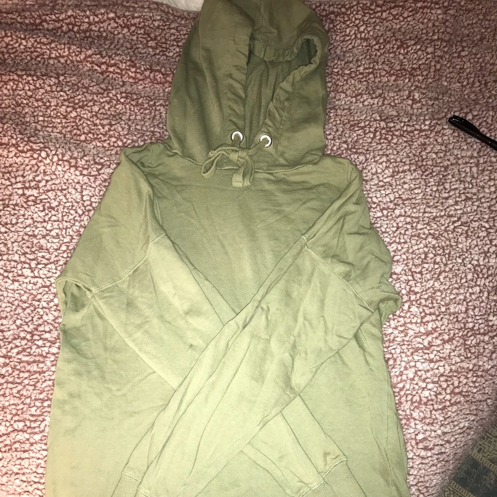 Long comfy olive green hoodie